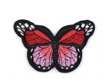 Aufbügler Schmetterling Schwarz/Pink Rot